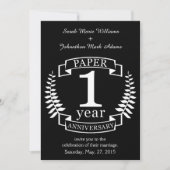 Invitation Papier 1ère anniversaire de mariage 1 an (Devant)