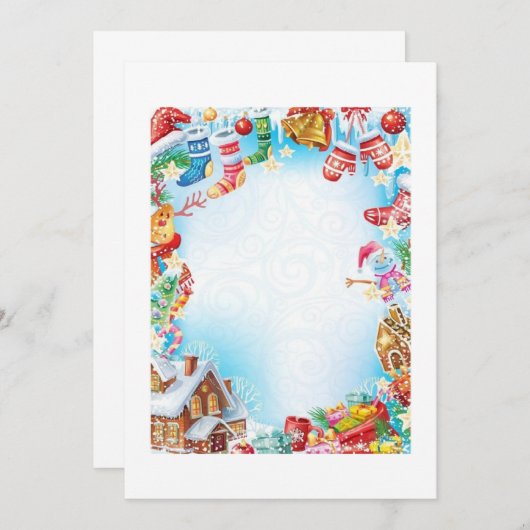 Invitation Papier à Lettre de Noël : Féerie Festive (Devant / Derrière)