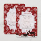 Invitation Papier à Lettre Kraft Rouge Rustique, Flocons de N (Devant / Derrière)