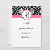 Invitation Papier à lettre Monogramme Rose Damassé Mariage Vu (Dos)