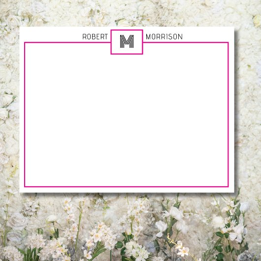 Invitation Papier à lettres à monogramme chic rose chaud