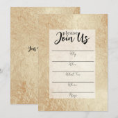 Invitation Papier à lettres à remplir avec feuille d'or (Devant / Derrière)