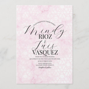 Invitation Papier à lettres de mariage rose abstrait en marbr