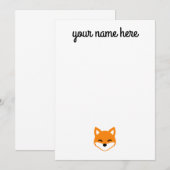 Invitation Papier à lettres Fox personnalisé pour enfants (Devant / Derrière)