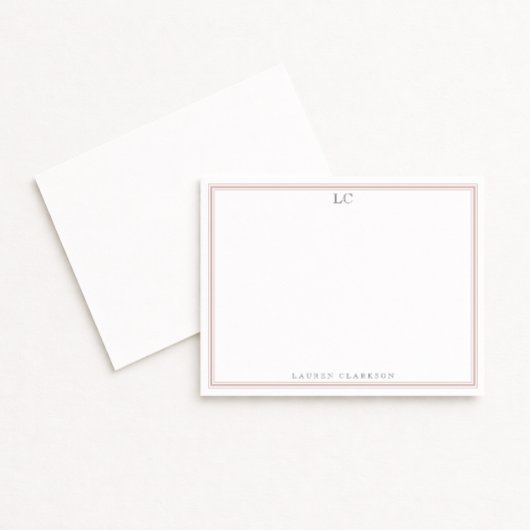 Invitation Papier à lettres monogramme à bordure rose poussié