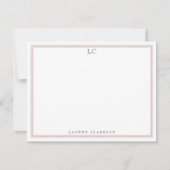 Invitation Papier à lettres monogramme à bordure rose poussié (Devant)