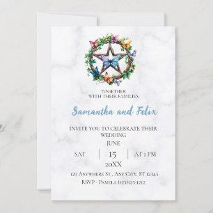 Invitation Papier à Mariage en Marbre avec Pentacle Papillon