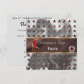 Invitation Papier Aluminium Cuivre Paillettes Or Lune Rouge S (Devant / Derrière)