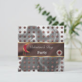 Invitation Papier Aluminium Cuivre Paillettes Or Lune Rouge S (Debout devant)