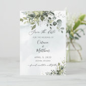 Invitation Papier Aquarelle Rustique Eucalyptus Verdure Enreg (Debout devant)