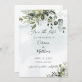 Invitation Papier Aquarelle Rustique Eucalyptus Verdure Enreg (Devant / Derrière)