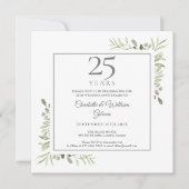 Invitation Papier aquarelle vert 25ème anniversaire (Devant)