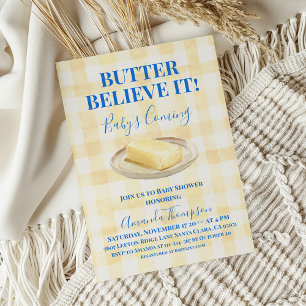 Invitation Papier Beurre Crois le Jaune Garçon Gingham Baby S