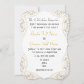 Invitation Papier blanc en dentelle de luxe mariage damassé (Dos)