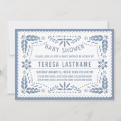 Invitation Papier bleu foncé picado Mexicain bébé douche (Devant)