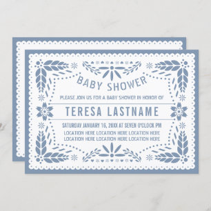 Invitation Papier bleu foncé picado Mexicain bébé douche