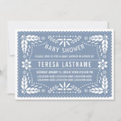 Invitation Papier bleu foncé picado Mexicain bébé douche (Devant)