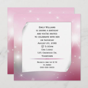 Invitation Papier bouclé sur les étoiles de Bokeh