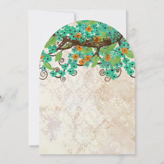 Invitation Papier Brown Aqua Orange & Lime Cherry Blossom (Dos)