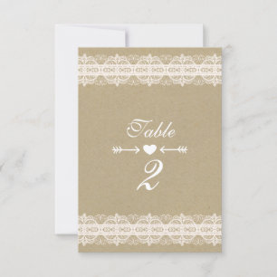 Invitation Papier Brown et dentelle blanche Mariage naturel r