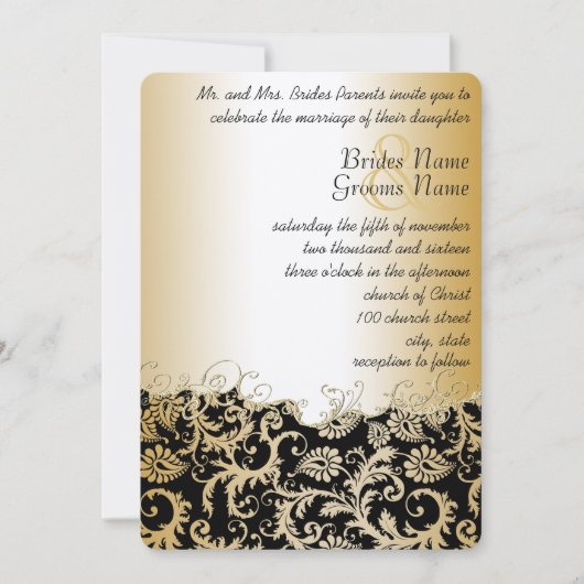 Invitation Papier Brown vintage Damask Rustique (Devant)