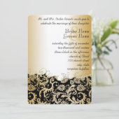 Invitation Papier Brown vintage Damask Rustique (Debout devant)