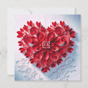 Invitation Papier Coeur de Beauté-Enregistrer la date ou RSVP