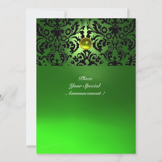 Invitation PAPIER DAMASSÉ PIERRE PRÉCIEUSE MONOGRAMME vert ja (Dos)
