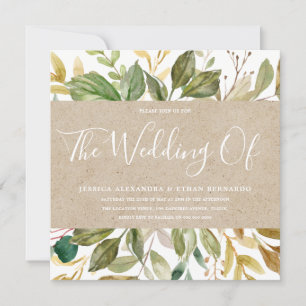 Invitation Papier d'artisanat en feuilles vertes Mariage d'ét