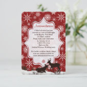 Invitation Papier de fond toile de jute rouge rustique, floco (Debout devant)