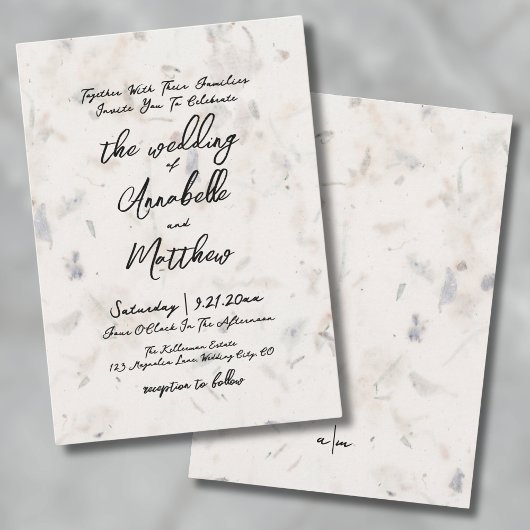 Invitation Papier de graines écriture élégante et manuscrite