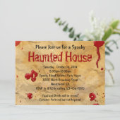 Invitation Papier de parchemin Bouchon de sang Maison hantée (Debout devant)