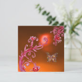 Invitation PAPIER DE SOIE ORANGE AGATE rose vif, rouge jaune (Debout devant)
