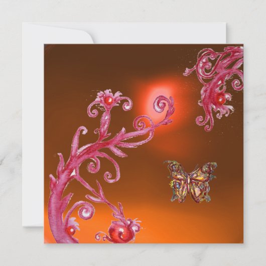 Invitation PAPIER DE SOIE ORANGE AGATE rose vif, rouge jaune (Devant)