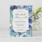 Invitation Papier déchiré Sirène Bleu Floral Bridal Brunch (Debout devant)