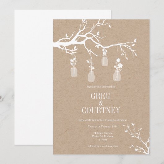 Invitation Papier d'emballage de pot de maçon (Devant / Derrière)