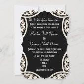 Invitation Papier dentelle noir et blanc coupé mariage damass (Dos)