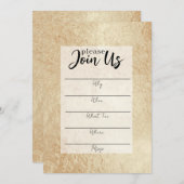 Invitation Papier d'or Remplir les espaces (Devant / Derrière)