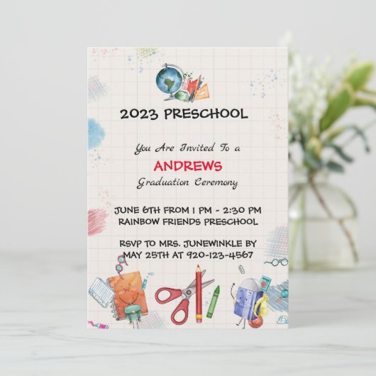 Invitation Papier du graphique Prek Graduation (Debout devant)