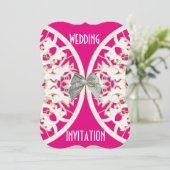 Invitation Papier en dentelle rose et blanc coupé mariage dam (Debout devant)