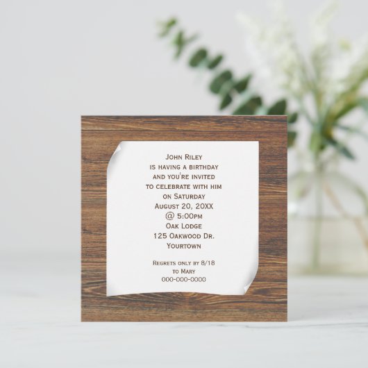 Invitation Papier Enroulé sur Bois de Chêne (Debout devant)