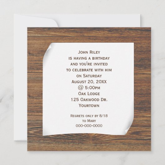 Invitation Papier Enroulé sur Bois de Chêne (Devant)