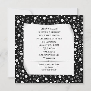 Invitation Papier Enroulé sur Papier Floral pour Fête