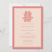 Invitation Papier floral coupé Double bonheur Mariage chinois (Devant)