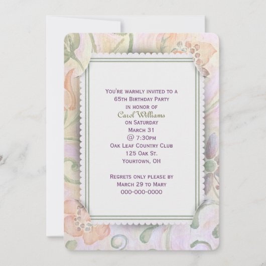 Invitation Papier floral et Frame Party (Devant)