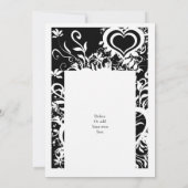 Invitation Papier floral noir et blanc coupé mariage (Dos)