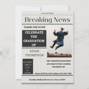 Invitation Papier graphique Journal Graduation Party Invitati