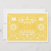 Invitation Papier Jaune Blanc Picado Mexicain Mariage (Dos)