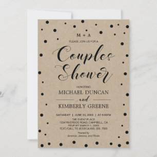 Invitation Papier Kraft & confettis   Mariage Couple Shower