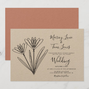 Invitation Papier Kraft Floral à Fleurs Sauvages de Printemps